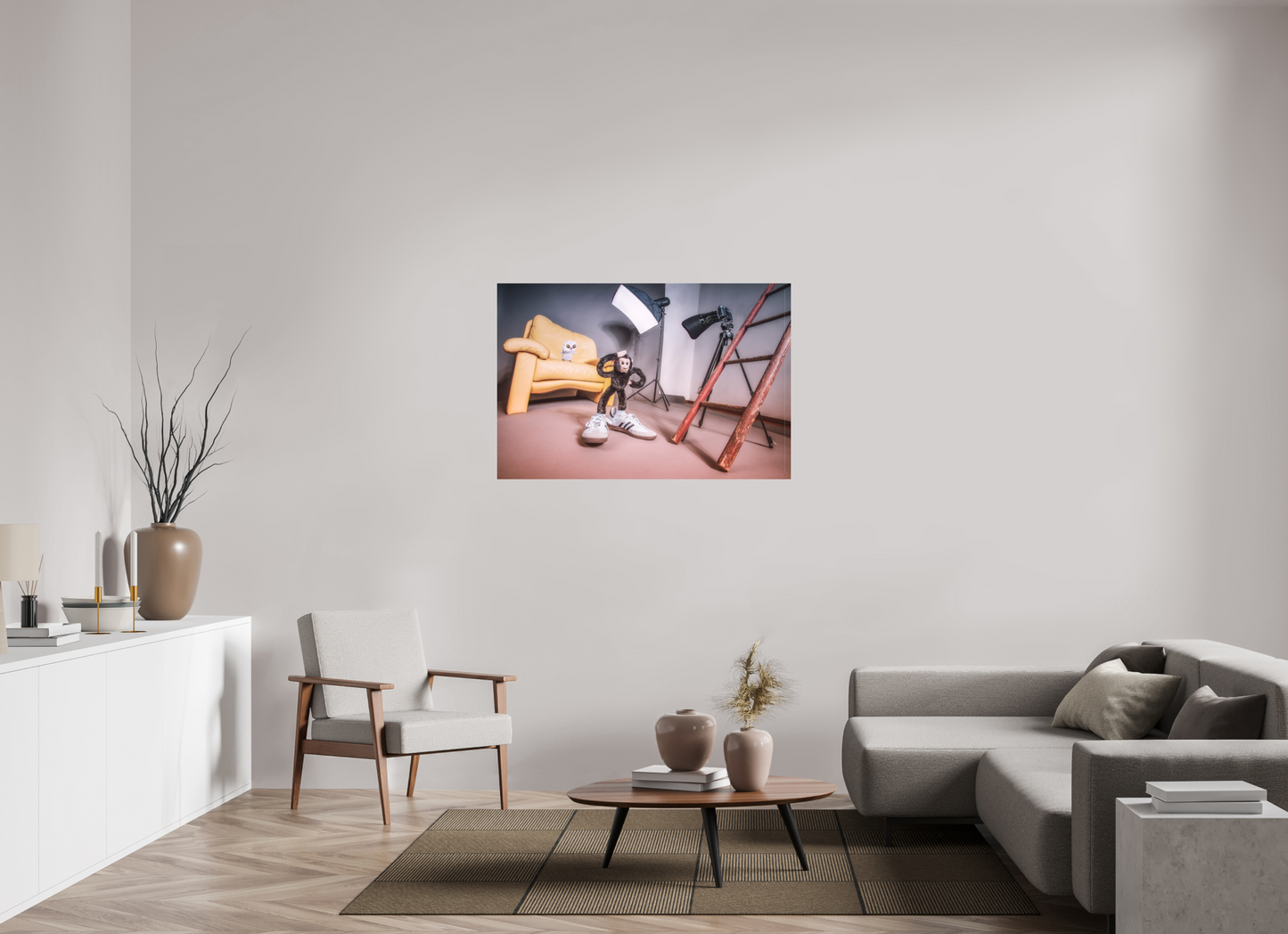 120 x 80 cm, Slimline-Einfassung silber Rahmen Wandbild Kuscheltiere Deko Kinderzimmer Fotograf Eule_6