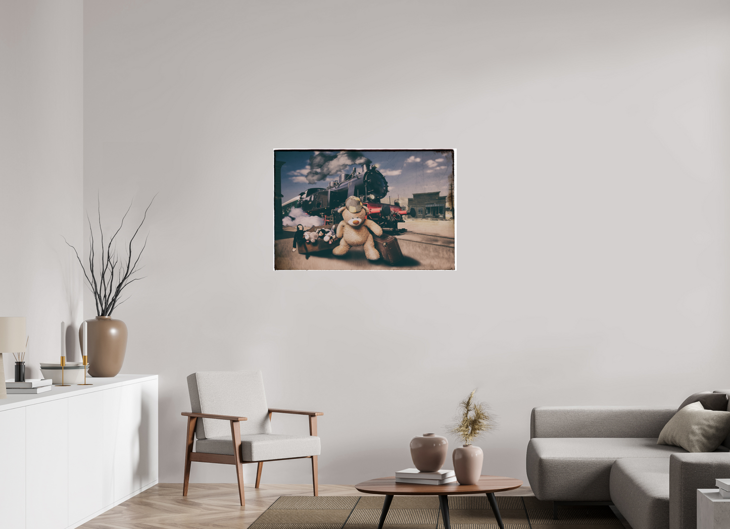 105 x 70 cm, Photo Print On Fuji Crystal DP II Fotopapier Wandbild Kuscheltiere Deko Kinderzimmer Teddybär auf Zeitreise