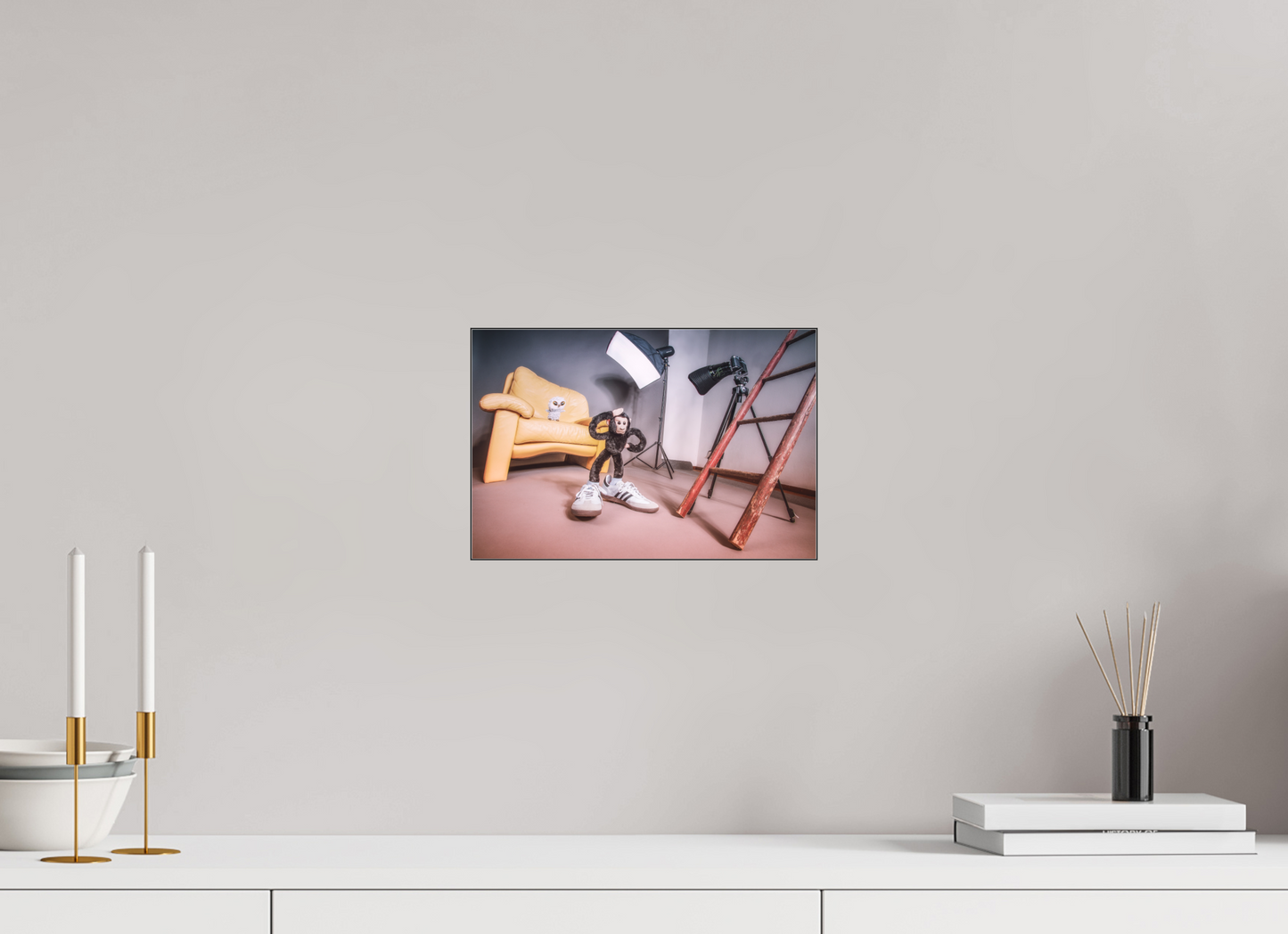 30 x 20 cm, Slimline-Einfassung schwarz Rahmen Wandbild Kuscheltiere Deko Kinderzimmer Fotograf Eule_6
