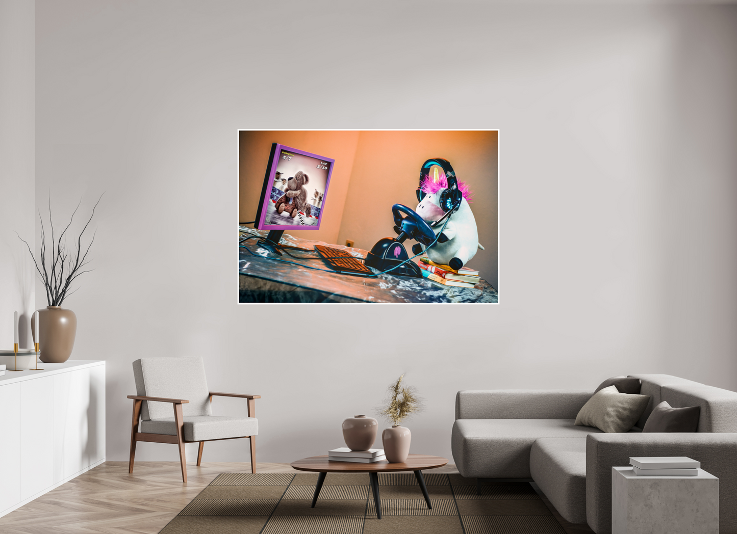180 x 120 cm, Acrylglas 2mm Rand Acrylglas Wandbild süsses Einhorn Kuscheltier auf dem Bücherstapel Deko Kinderzimmer