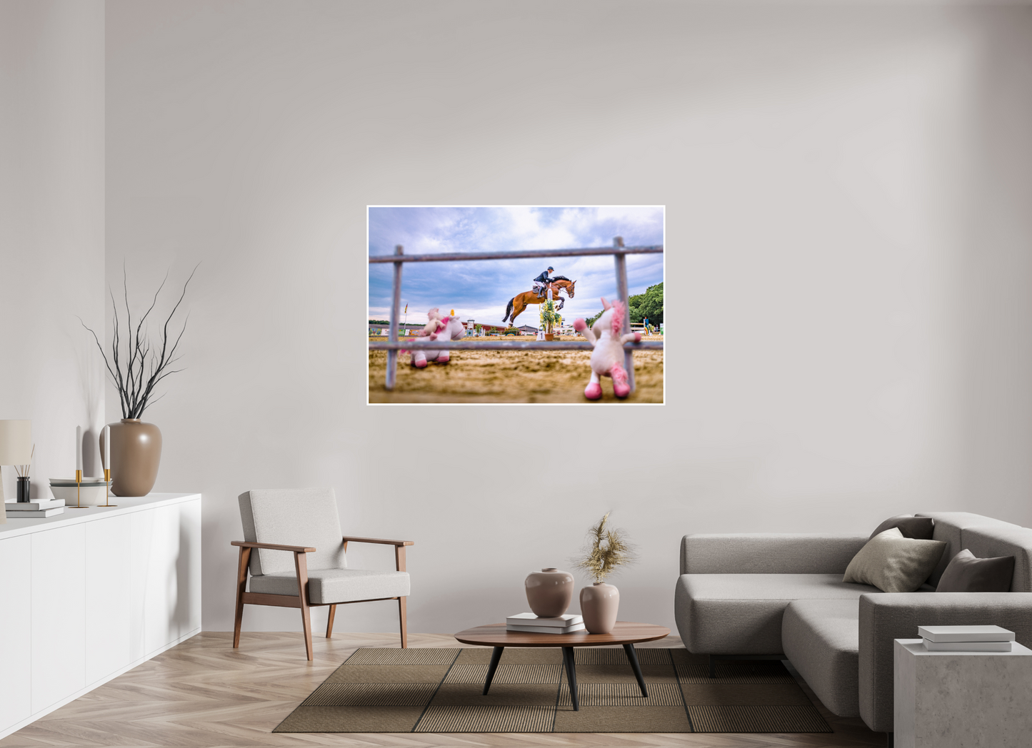 150 x 100 cm, Acrylglas 2mm Rand Acrylglas Wandbild kleine Einhörner Kuscheltiere auf dem Reiterhof Deko Kinderzimmer