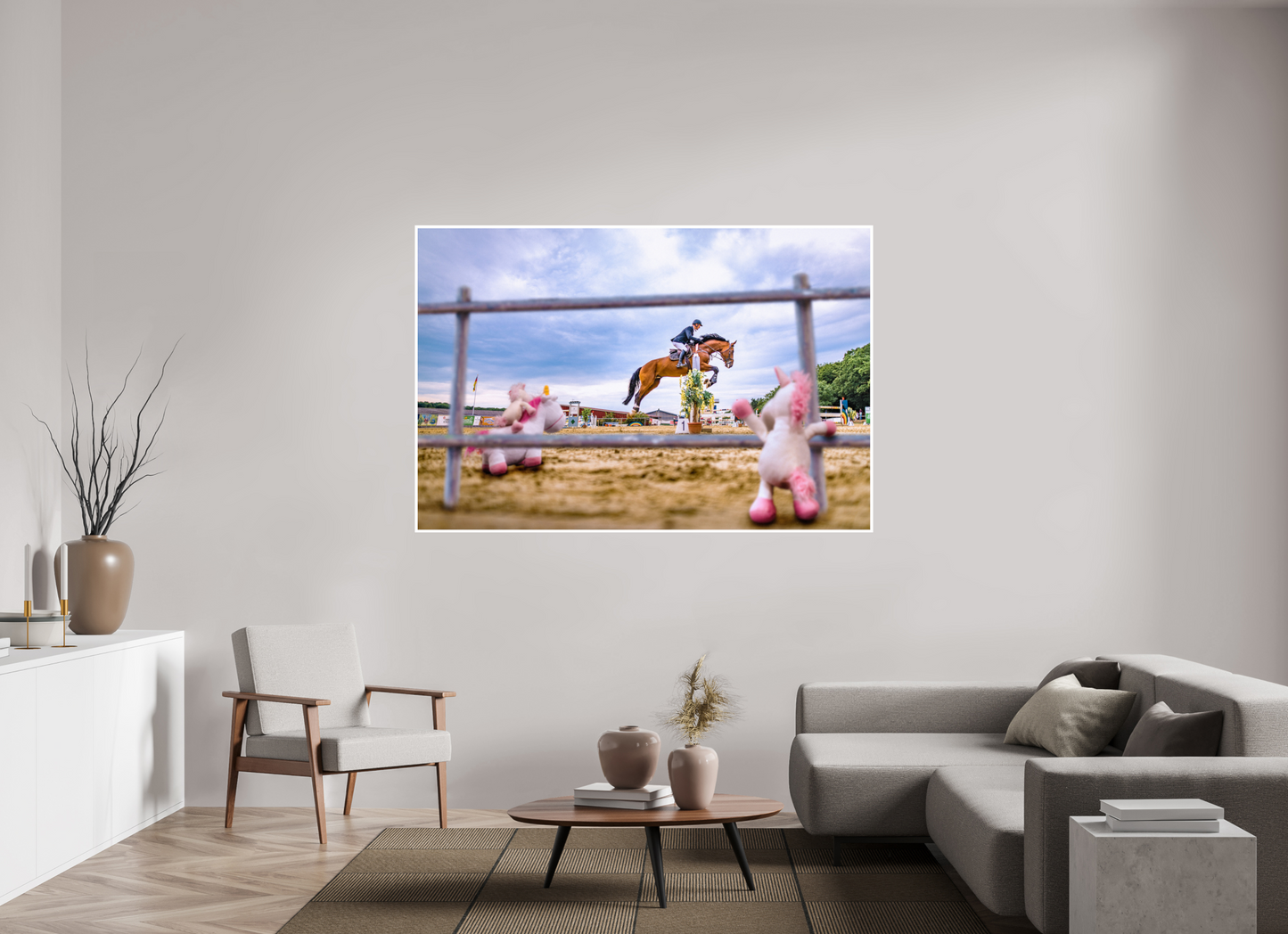 180 x 120 cm, Acrylglas 6mm Rand Acrylglas Wandbild kleine Einhörner Kuscheltiere auf dem Reiterhof Deko Kinderzimmer