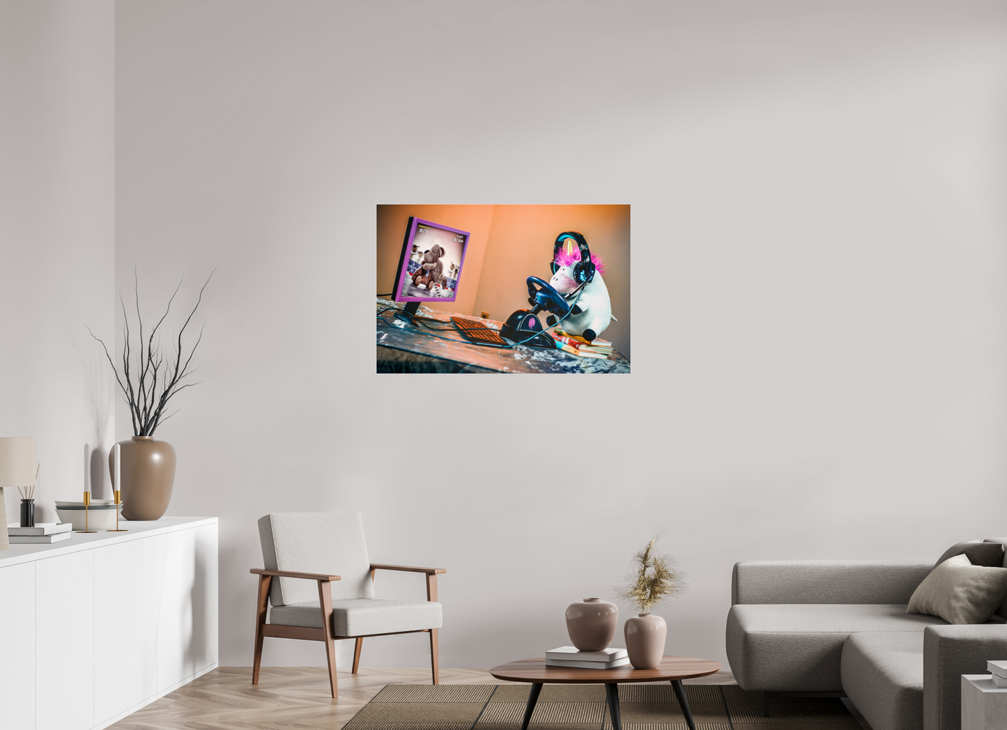 105 x 70 cm, Photo Print Under Acrylic Glass Gaming Unicorn