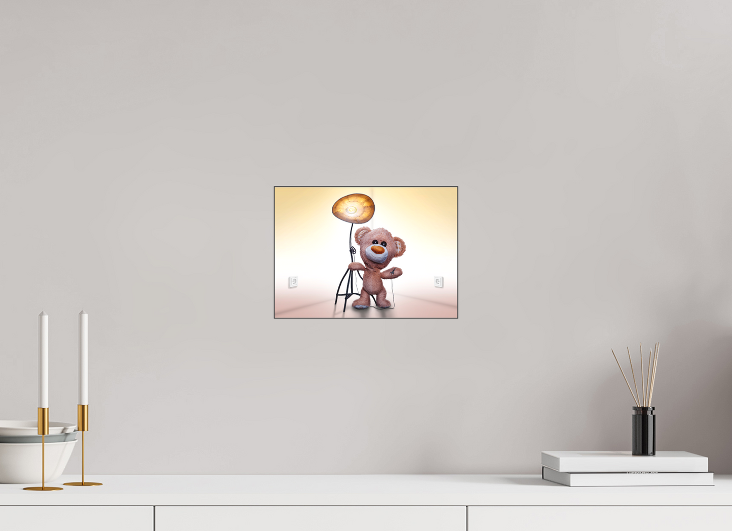 28 x 20 cm, Slimline-Einfassung schwarz Rahmen Wandbild Kuscheltiere Deko Kinderzimmer Teddybaer Brumm_6