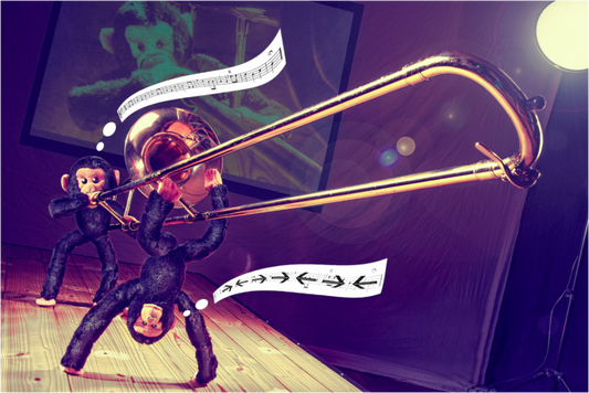 Main image Plushy Monkeys are playing a Trombone