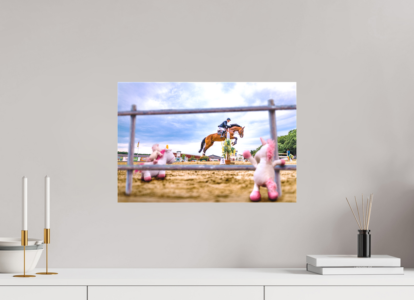 45 x 30 cm, Leinwand 60mm matt Leinwand Wandbild Kuscheltiere Deko Kinderzimmer Einhoerner Reiterhof_6