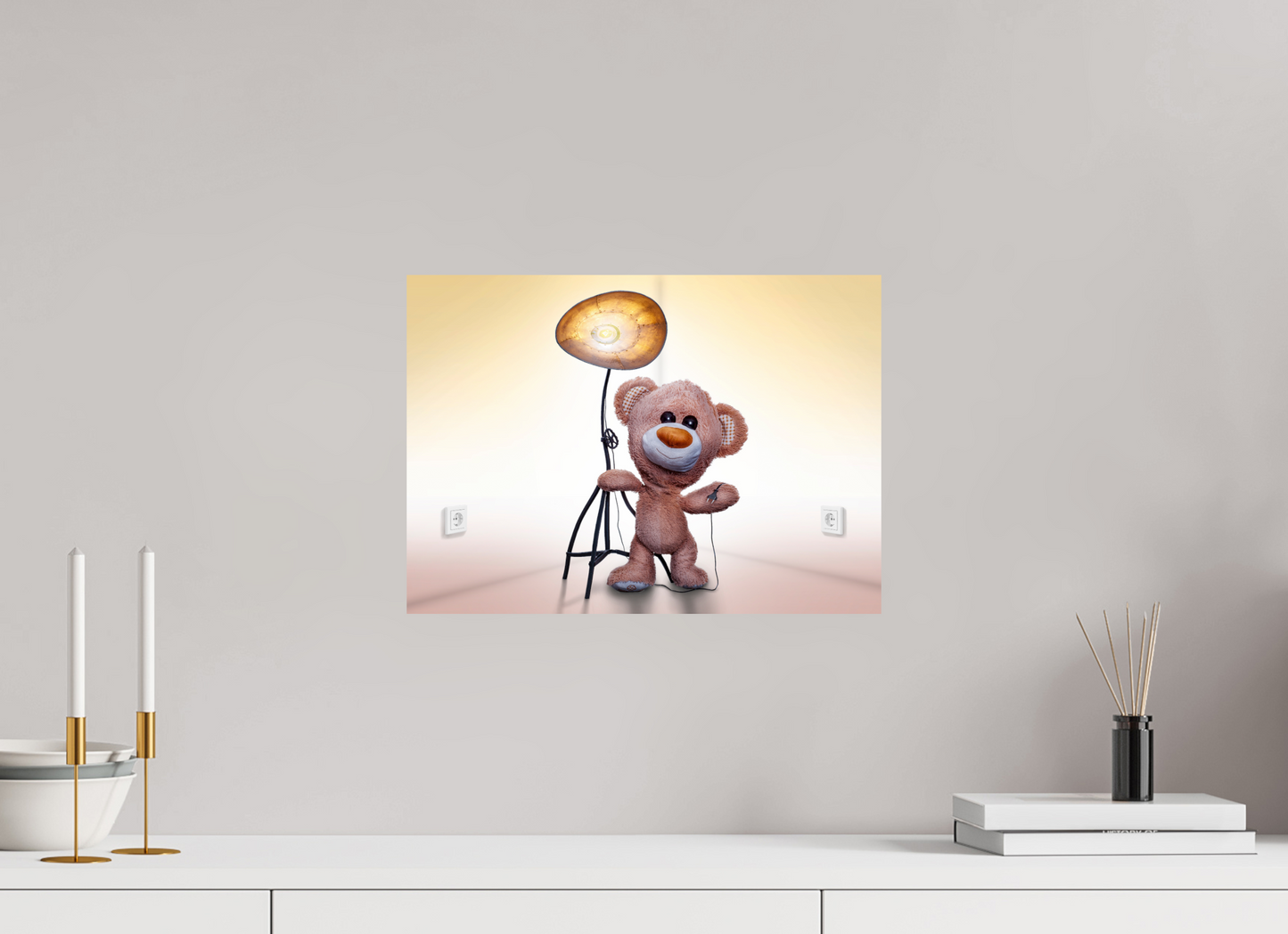 42 x 30 cm, Photo Print On Fuji Crystal DP II A Teddybear and a Magic Lamp