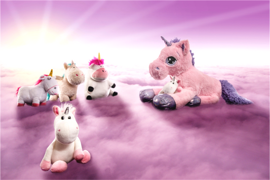 Main image Wandbild weiße Einhörner Kuscheltiere auf den Wolken Deko Kinderzimmer