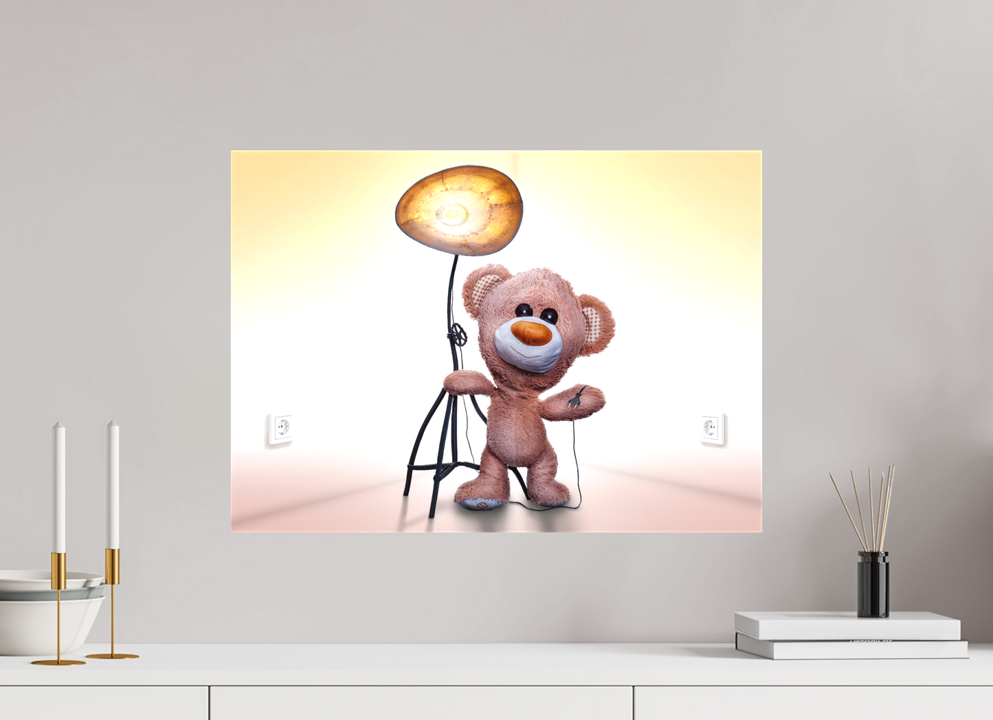 56 x 40 cm, Leinwand Textil 60mm Leinwand Wandbild Kuscheltiere Deko Kinderzimmer Teddybaer Brumm_6