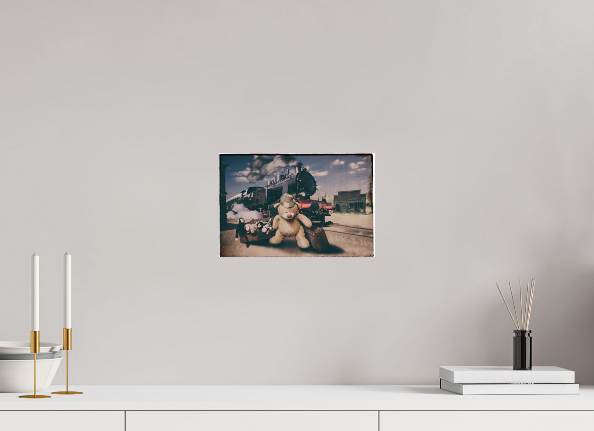 30 x 20 cm, Photo Print On Fuji Crystal DP II Fotopapier Wandbild Kuscheltiere Deko Kinderzimmer Teddybär auf Zeitreise