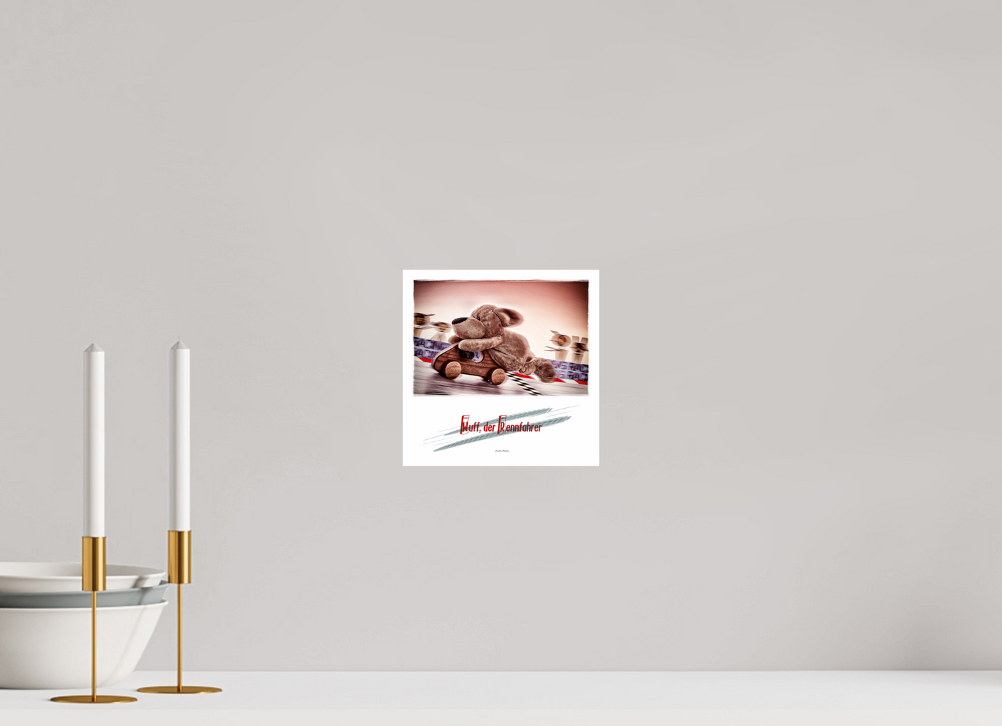 20 x 20 cm, Photo Print On Fuji Crystal DP II Plushy Wuff der Rennfahrer Wanddeko Quadrat