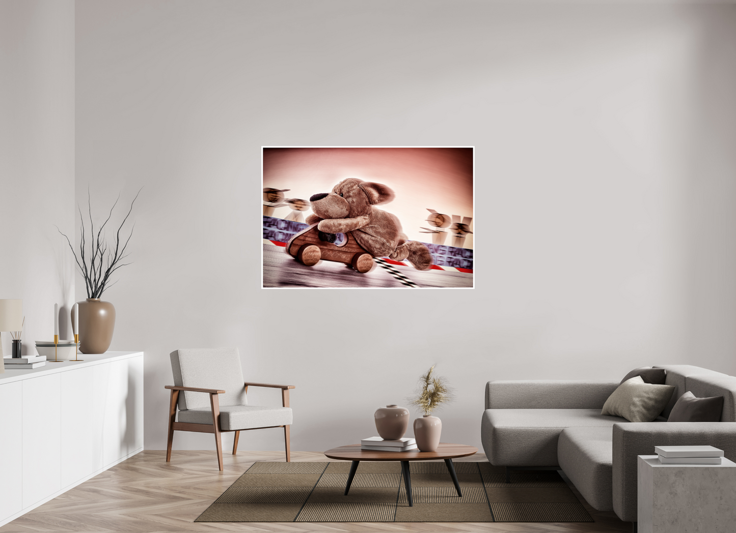 150 x 100 cm, Acrylglas 6mm Rand Acrylglas Wandbild süßer brauner Hund Kuscheltier der Rennfahrer Deko Kinderzimmer