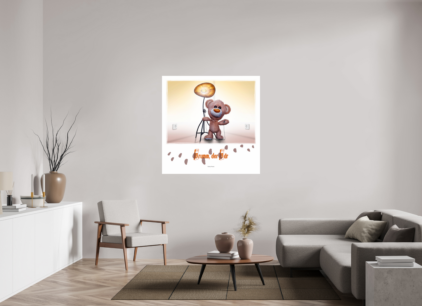 120 x 120 cm, Acrylglas 2mm Rand Acrylglas Wandbild süßer brauner Teddybär Kuscheltier und die Wunderlampe Deko Kinderzimmer