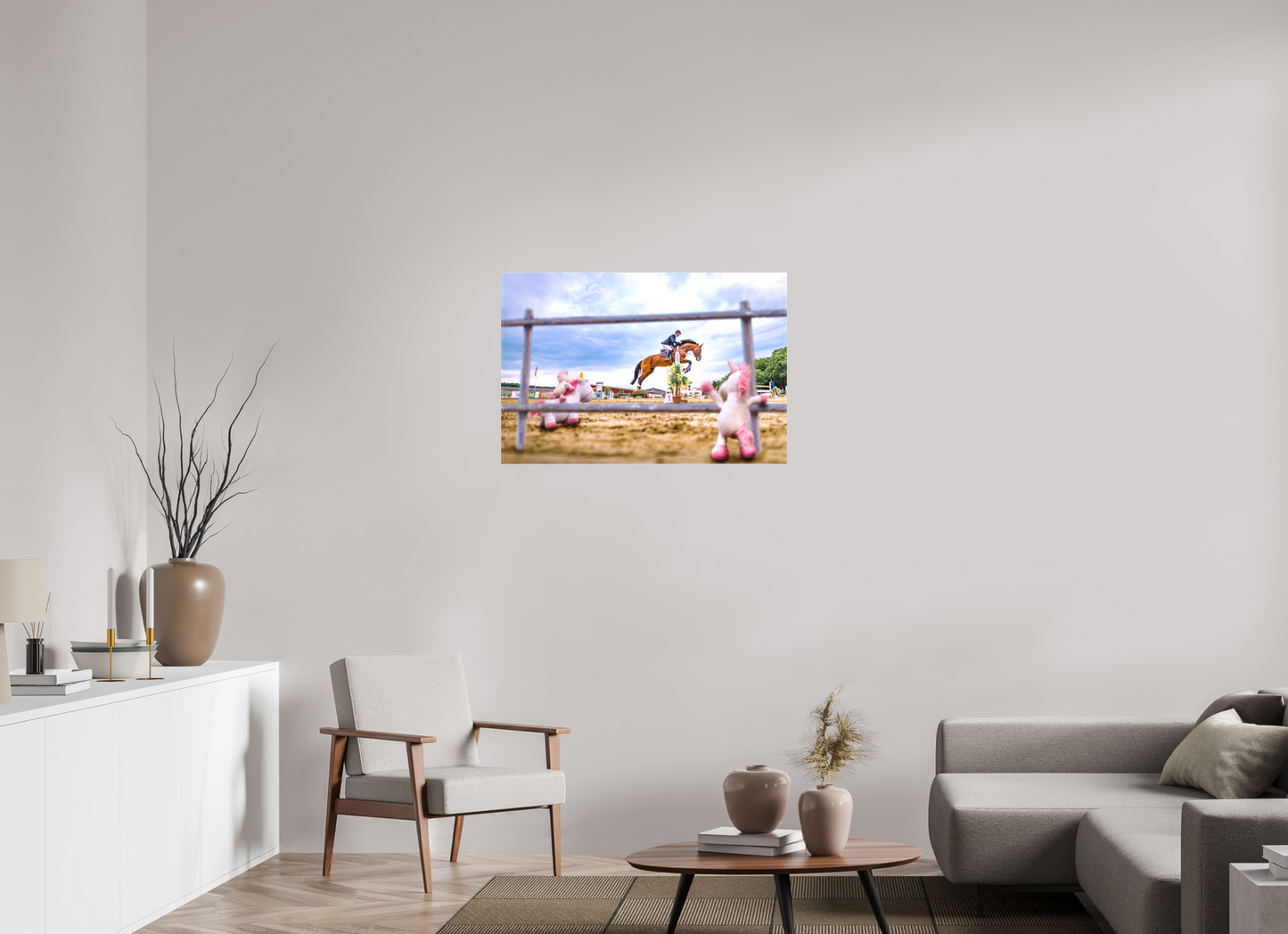 90 x 60 cm, Leinwand 60mm matt Leinwand Wandbild Kuscheltiere Deko Kinderzimmer Einhoerner Reiterhof_6