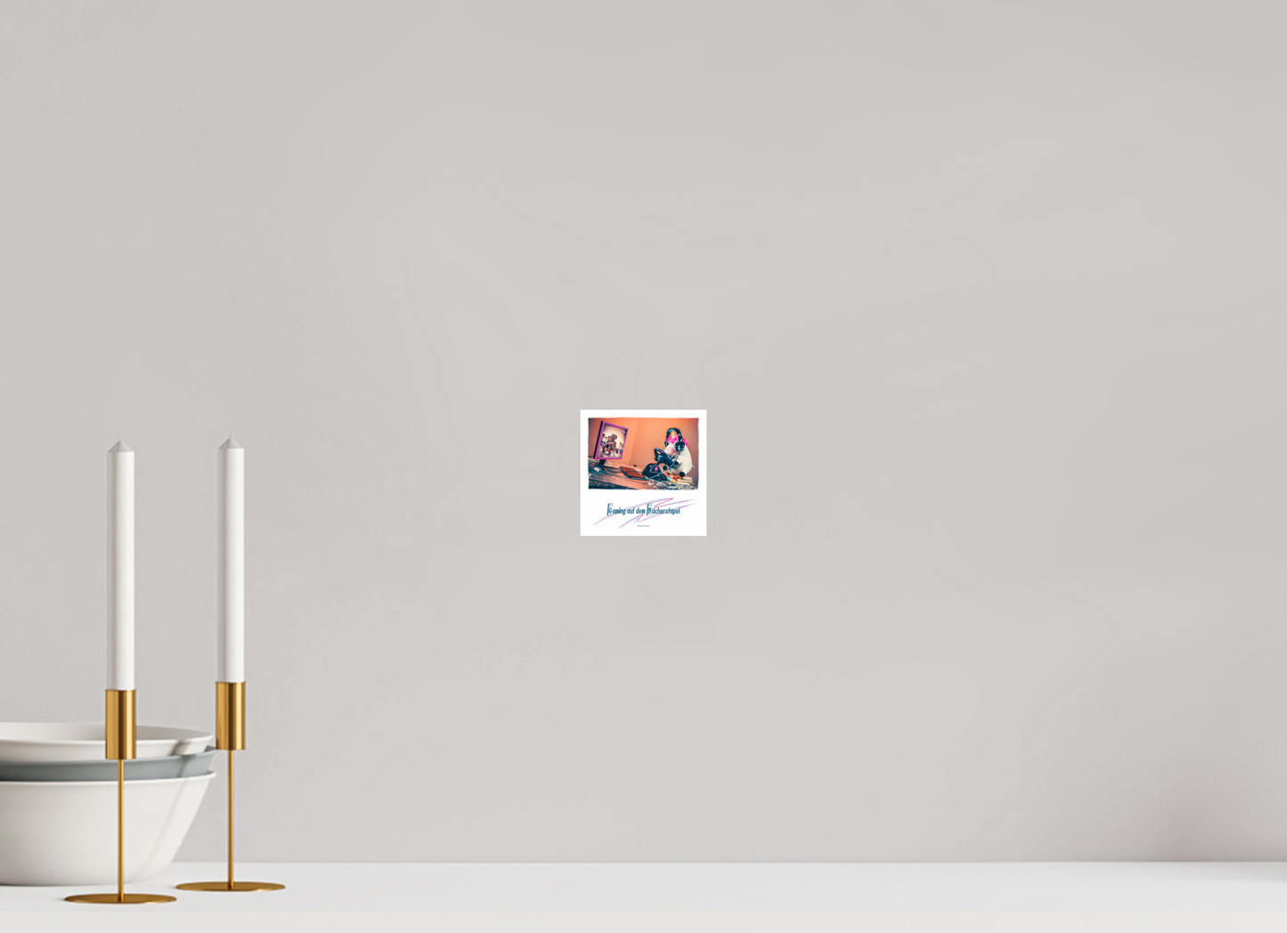 10 x 10 cm, Photo Print On Fuji Crystal DP II Plushy Gaming auf dem Buecherstapel Wanddeko Quadrat