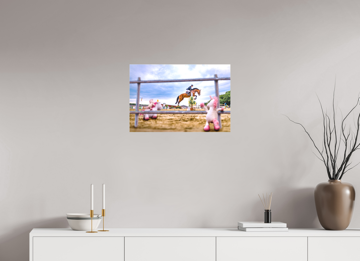 60 x 40 cm, Leinwand Textil 40mm Leinwand Wandbild Kuscheltiere Deko Kinderzimmer Einhoerner Reiterhof_6