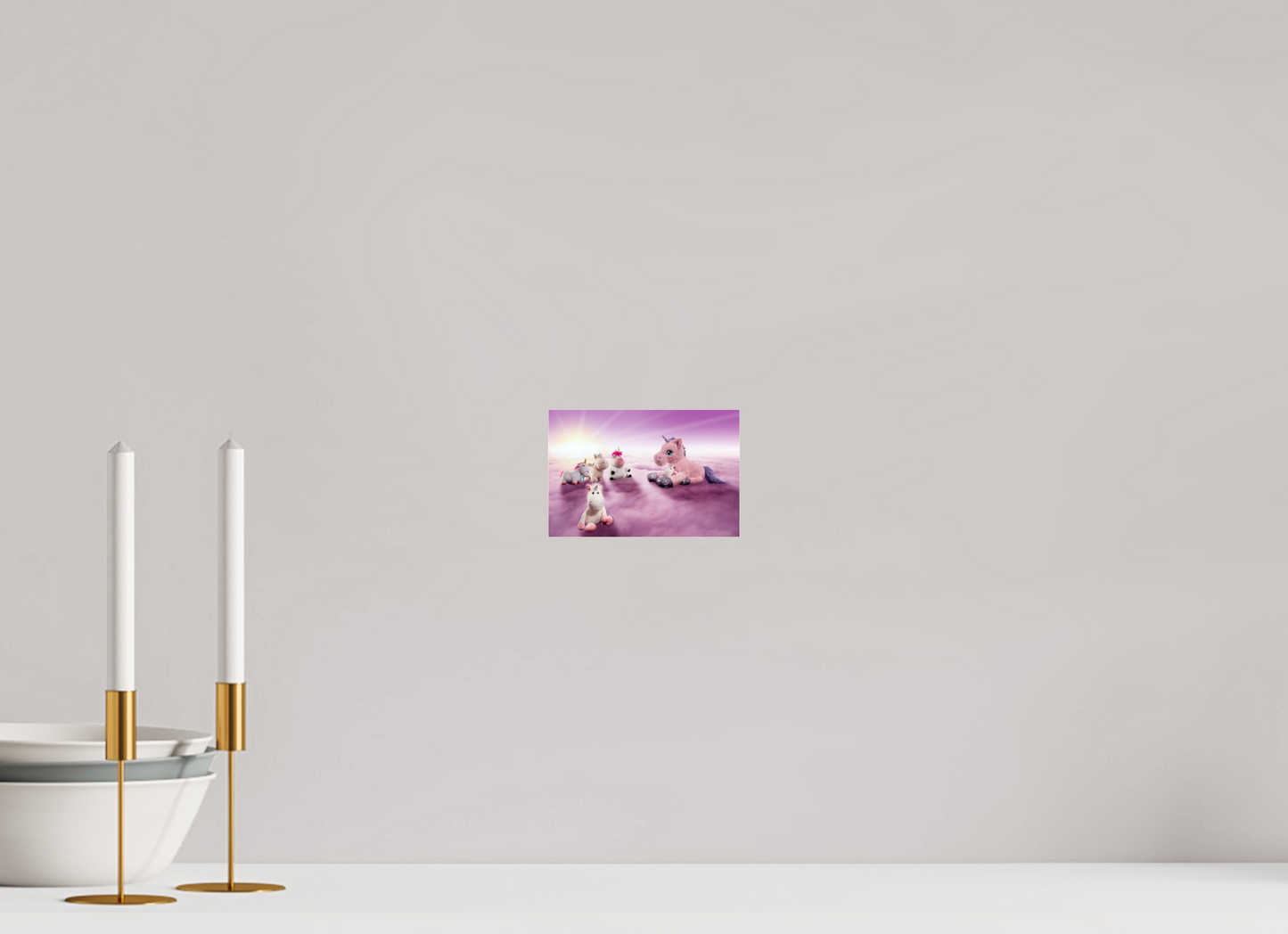 15 x 10 cm, Photo Print Under Acrylic Glass Das Treffen der Einhörner auf den Wolken