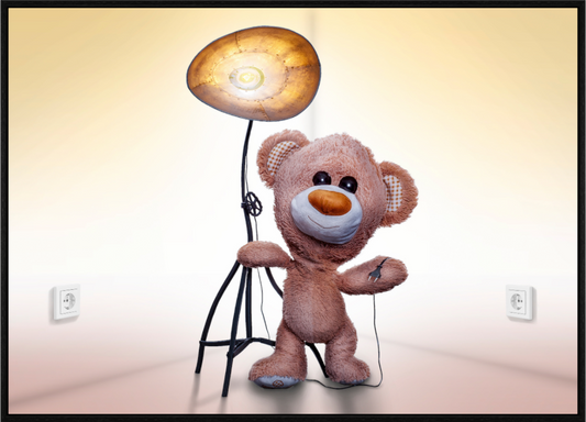 Main image Wandbild süßer brauner Teddybär Kuscheltier und die Wunderlampe Deko Kinderzimmer