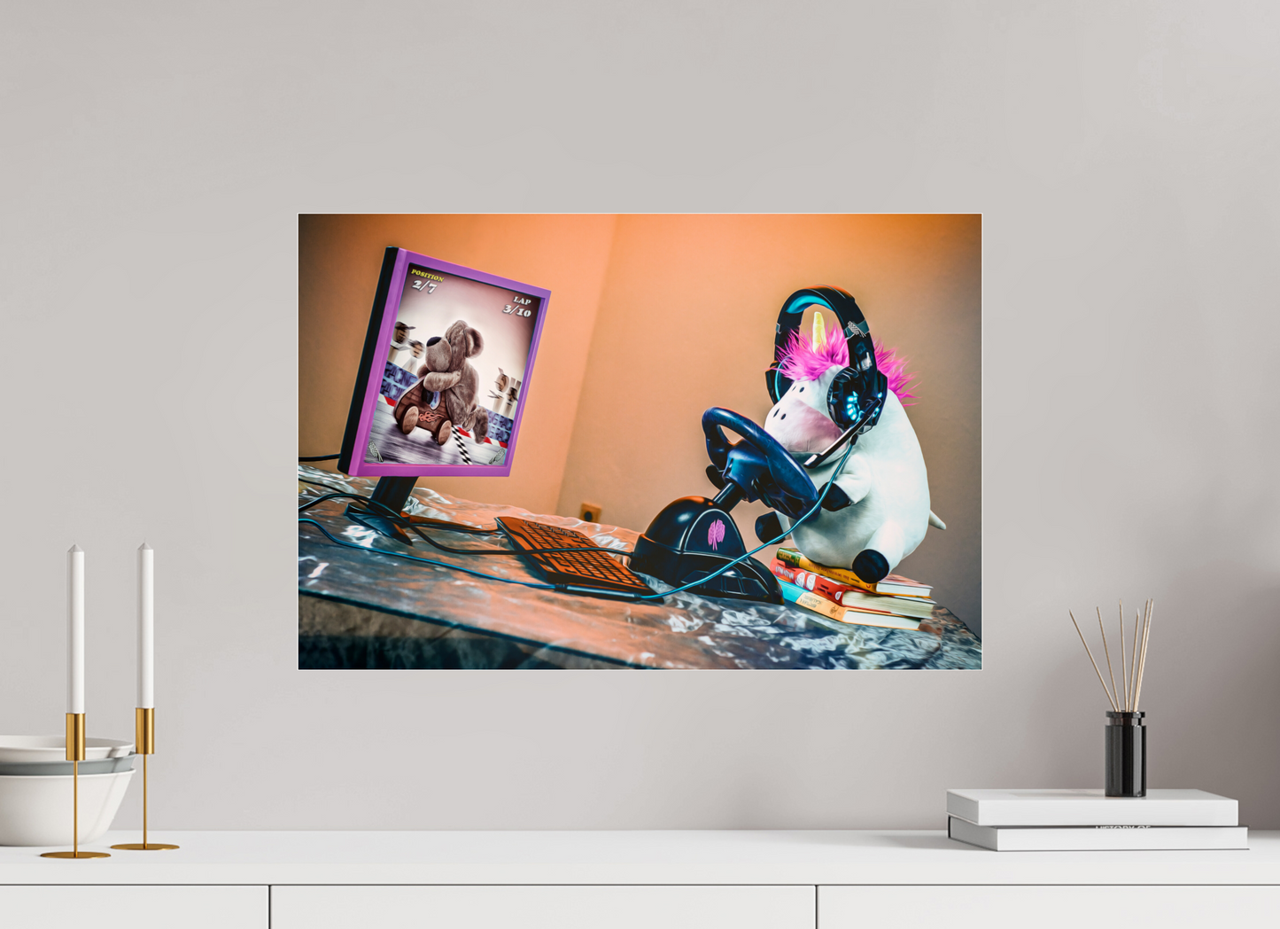 60 x 40 cm, Photo Print Under Acrylic Glass Gaming Unicorn