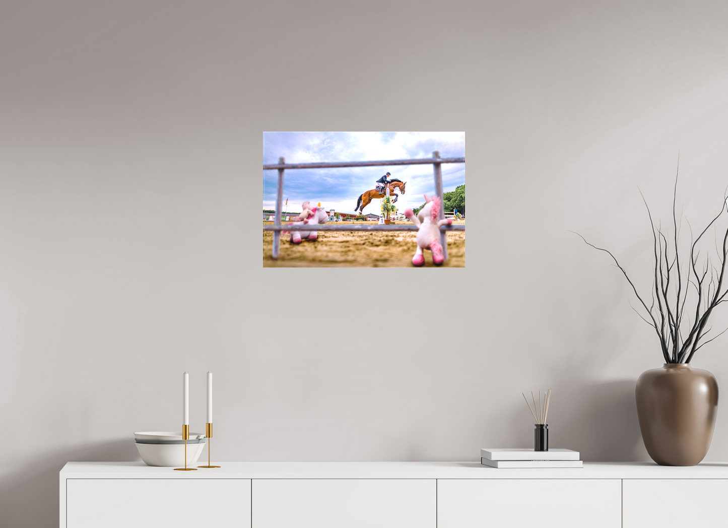 60 x 40 cm, Leinwand Textil 20mm Leinwand Wandbild Kuscheltiere Deko Kinderzimmer Einhoerner Reiterhof_6