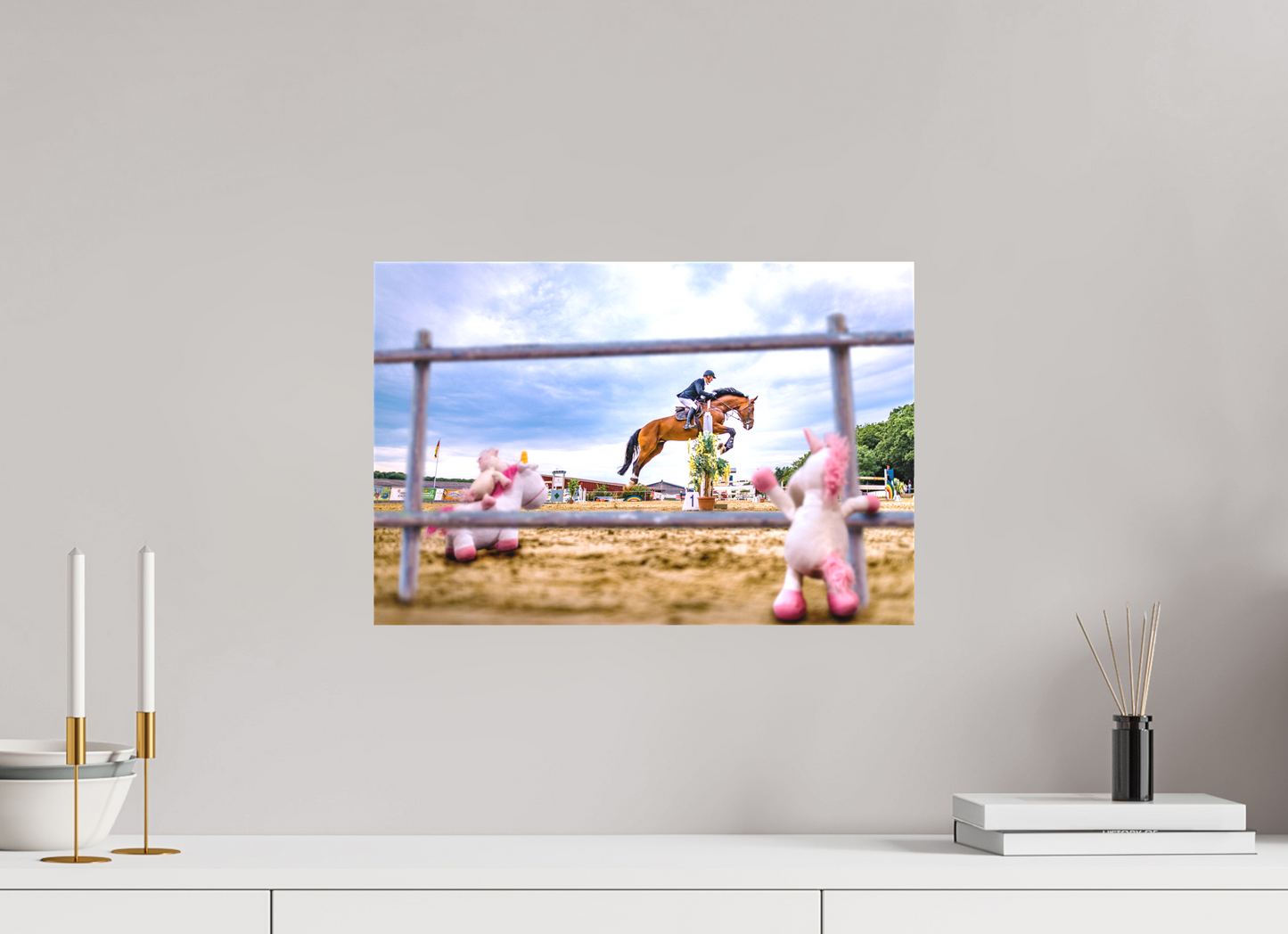 45 x 30 cm, Leinwand 40mm matt Leinwand Wandbild Kuscheltiere Deko Kinderzimmer Einhoerner Reiterhof_6