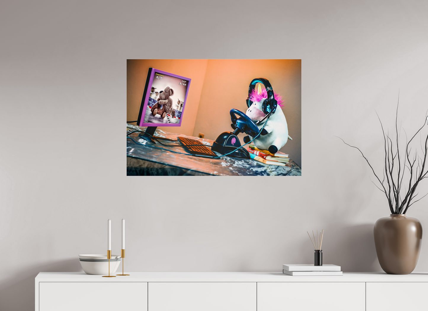 90 x 60 cm, Photo Print Under Acrylic Glass Gaming Unicorn
