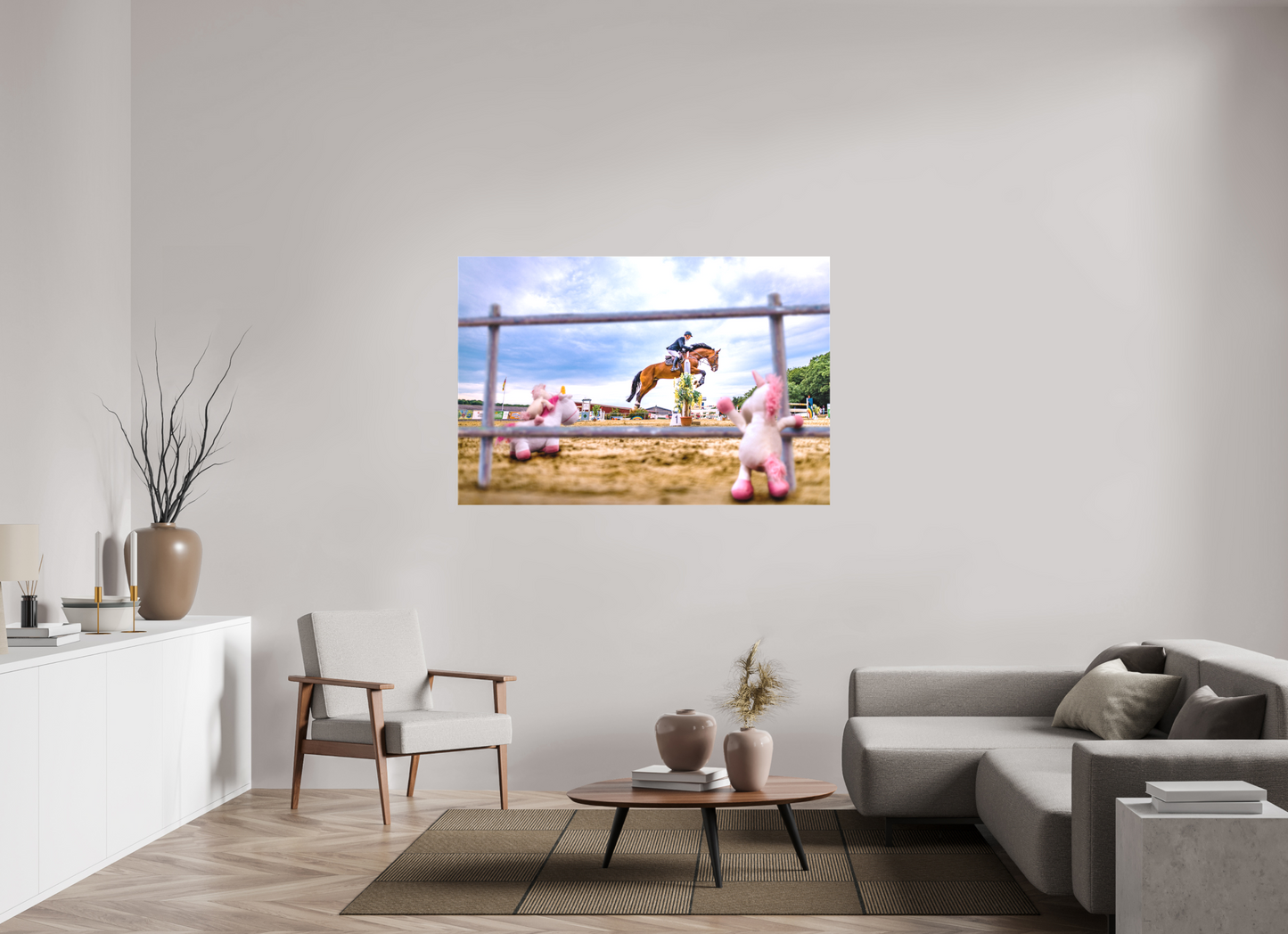 150 x 100 cm, Leinwand 40mm matt Leinwand Wandbild Kuscheltiere Deko Kinderzimmer Einhoerner Reiterhof_6
