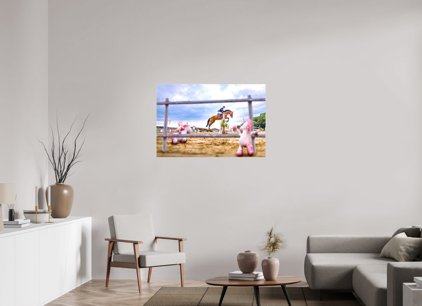 105 x 70 cm, Leinwand 60mm matt Leinwand Wandbild Kuscheltiere Deko Kinderzimmer Einhoerner Reiterhof_6