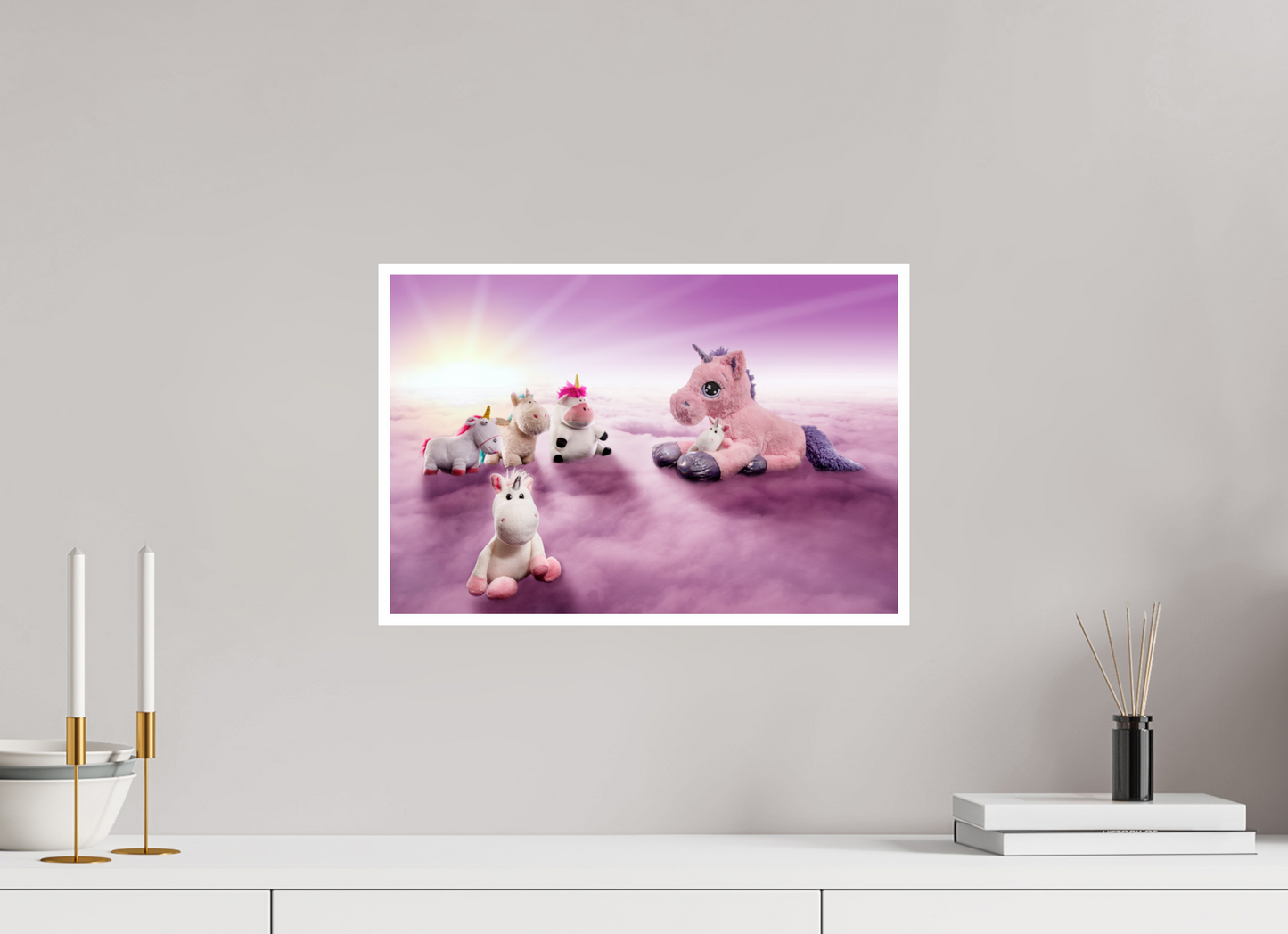 45 x 30 cm, Fotoprint Fuji + Schutz + Rand Fotopapier Wandbild Kuscheltiere Deko Kinderzimmer Einhorntreffen_6