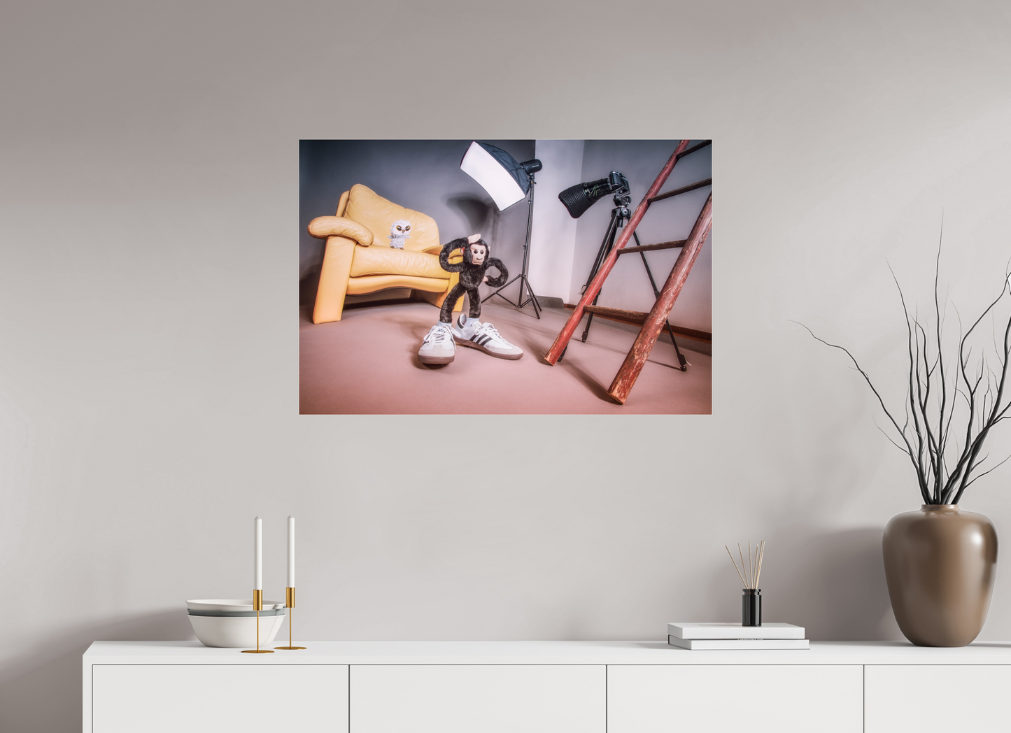 90 x 60 cm, Photo Print Under Acrylic Glass Plushy Monkey as a Photograph