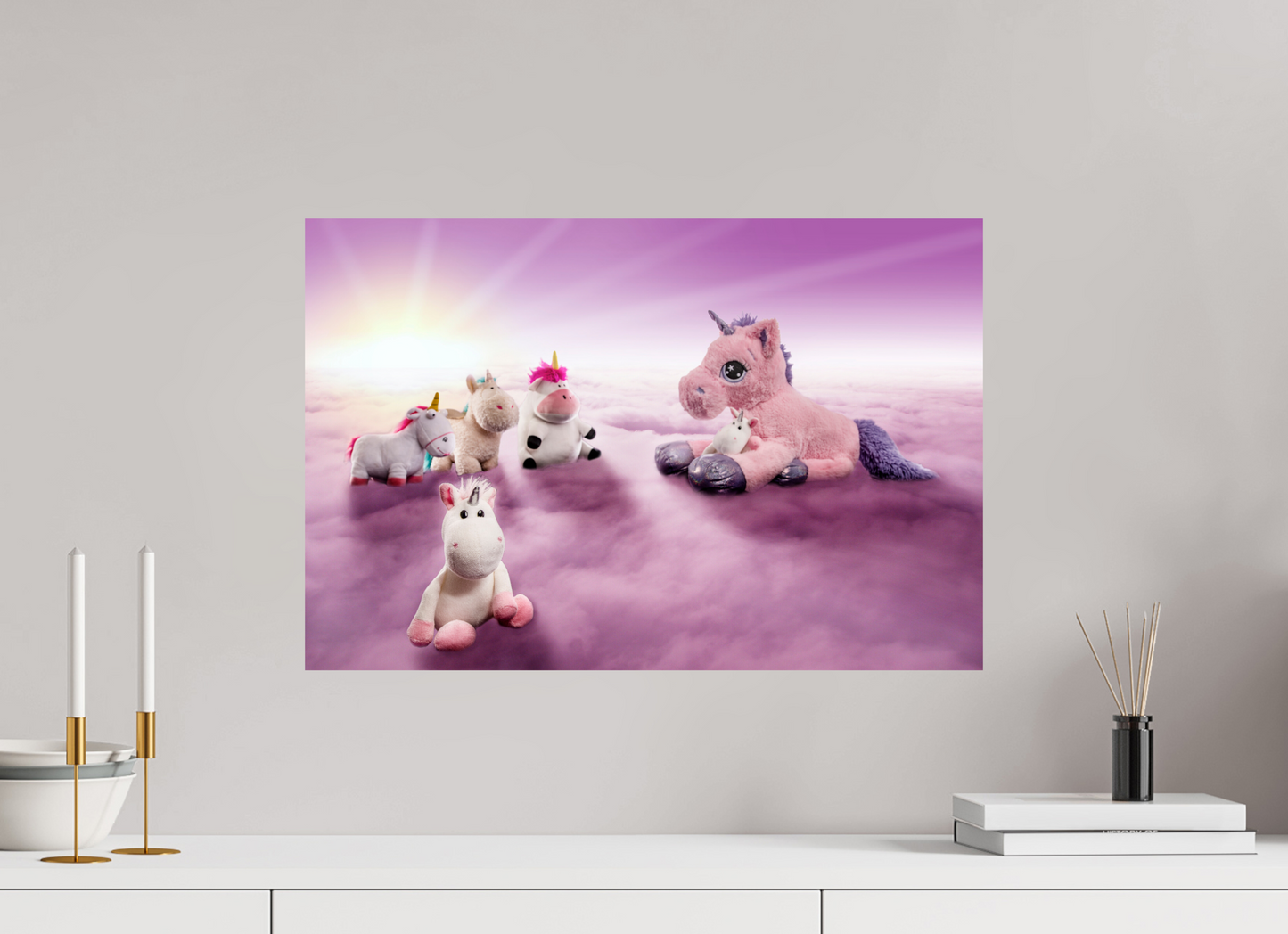 60 x 40 cm, Photo Print On Fuji Crystal DP II Das Treffen der Einhörner auf den Wolken