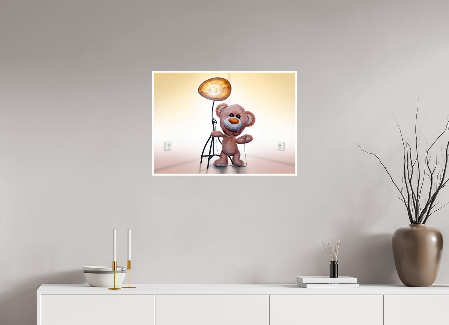 70 x 50 cm, Fotopapier Fuji Schutz Rand Fotopapier Wandbild Kuscheltiere Deko Kinderzimmer Teddybaer Brumm_6