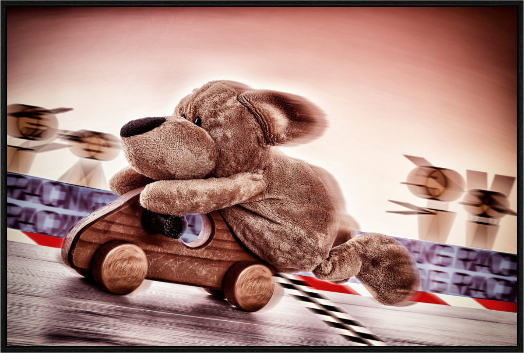 Main image Wandbild süßer brauner Hund Kuscheltier der Rennfahrer Deko Kinderzimmer