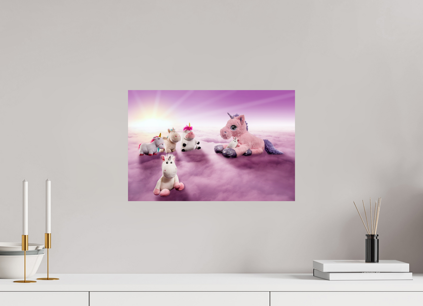 45 x 30 cm, Photo Print On Fuji Crystal DP II Das Treffen der Einhörner auf den Wolken