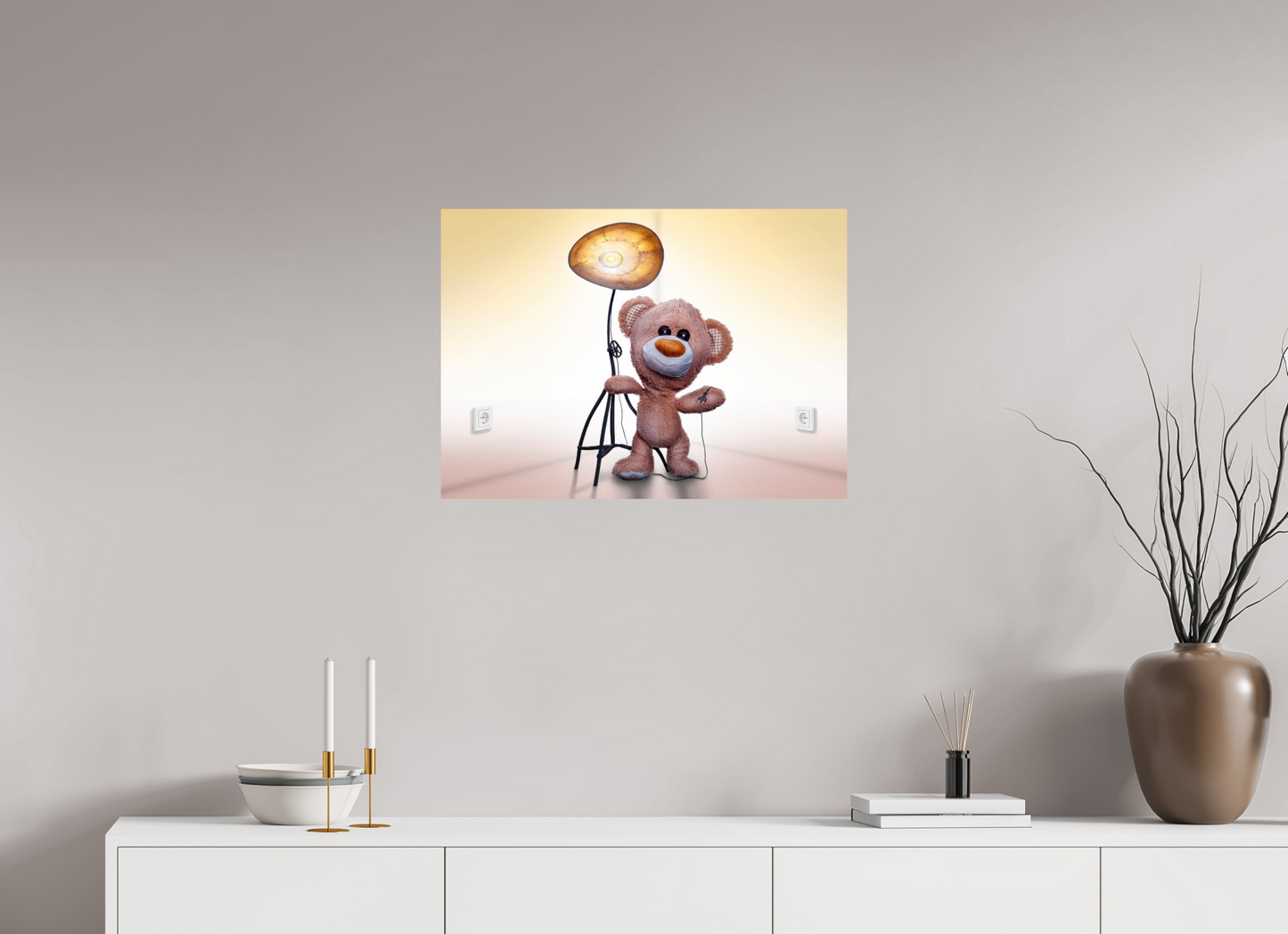 70 x 50 cm, Photo Print On Fuji Crystal DP II A Teddybear and a Magic Lamp